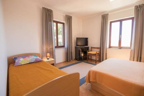 康斯基Apartmani Nedjeljko的一间卧室配有两张床和电视。