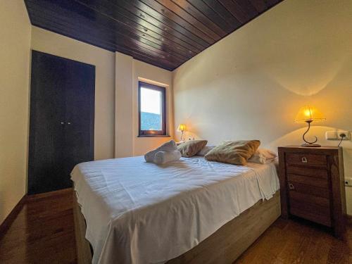 拉莫利纳El Mirador de La Molina的一间卧室设有一张大床和窗户