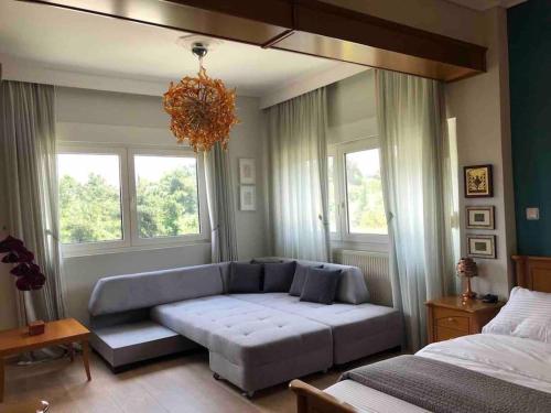 普拉奇里奥Villa Casa Chrissy的客厅配有沙发和1张床