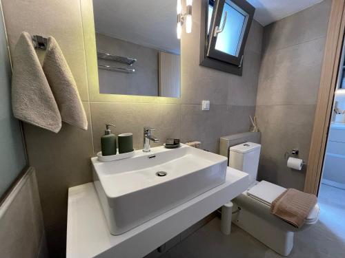 斯卡拉拉乔伊VERA VITA APARTMENTS的浴室配有白色水槽和卫生间。