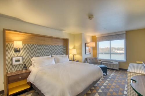 阿普尔顿Holiday Inn - Appleton, an IHG Hotel的一间设有大床和窗户的酒店客房