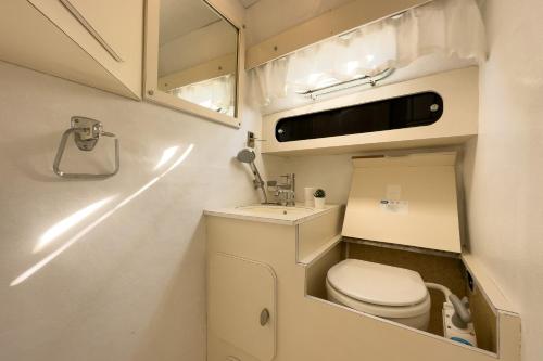 巴塞罗那Rufus Port Forum的一间带卫生间和水槽的小浴室