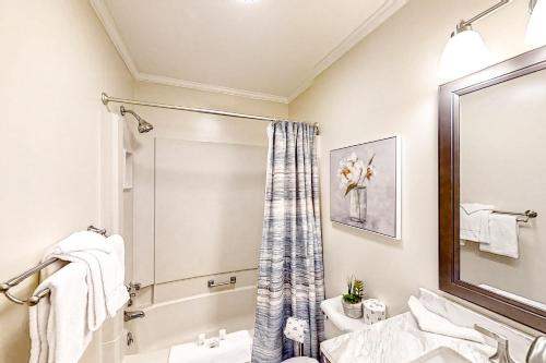 默特尔比奇Ocean Forest Villas E-308的一间带水槽、卫生间和镜子的浴室