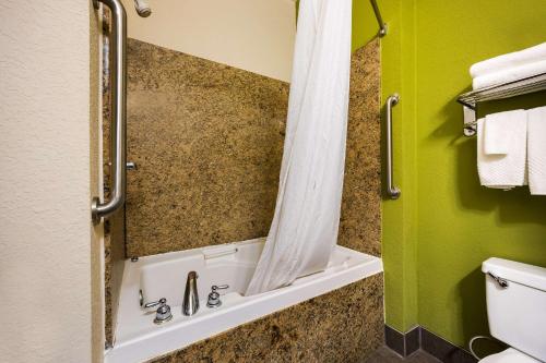 瓦尔多斯塔瓦尔多斯塔司丽普酒店的带淋浴、浴缸和卫生间的浴室