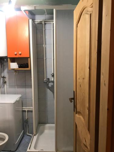 扎布利亚克Anja rent house的带淋浴、卫生间和门的浴室