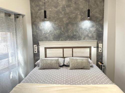 阿兰达德杜洛Apartamentos Aranda - Roble的一间卧室配有带2个枕头的床