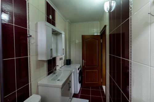 特拉布宗Hill House的一间带水槽和卫生间的小浴室