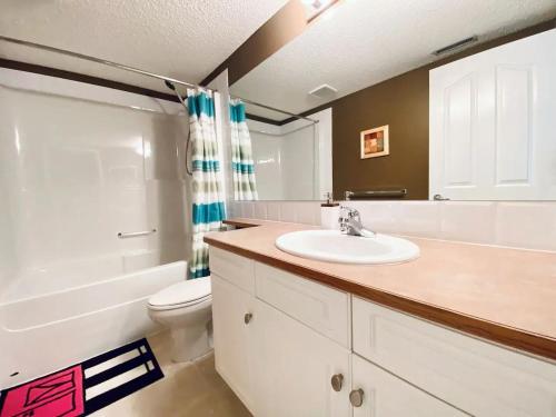 卡尔加里Private, Spacious, & Bright Home的一间带水槽和卫生间的浴室