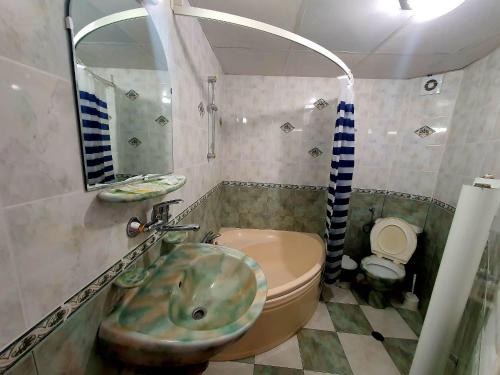 帕莫瑞Family Hotel Paros 2的一间带水槽和卫生间的浴室