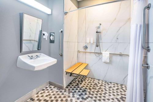 奥斯汀麦克罗迪尔温德姆韦汉姆奥斯丁机场酒店的一间带水槽和淋浴的浴室