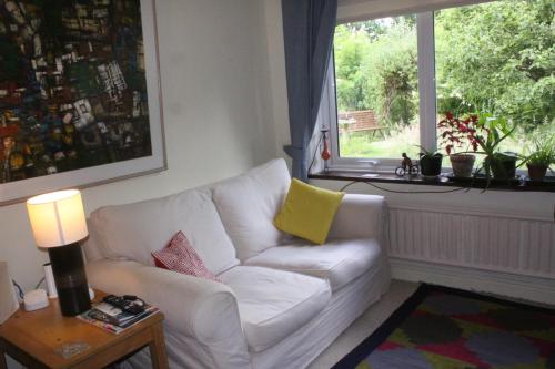 牛津Sandford Meadow Guest House的客厅配有白色沙发和窗户