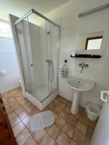 斯塔勒斯普拉维Penzion na Slunci的带淋浴和盥洗盆的浴室