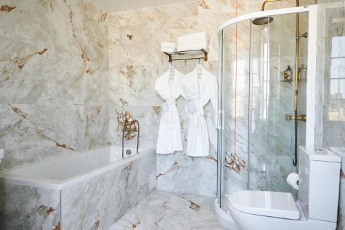 蒙卡拉帕舒Solar Alvura Wellness Hotel的带浴缸、盥洗盆和卫生间的浴室