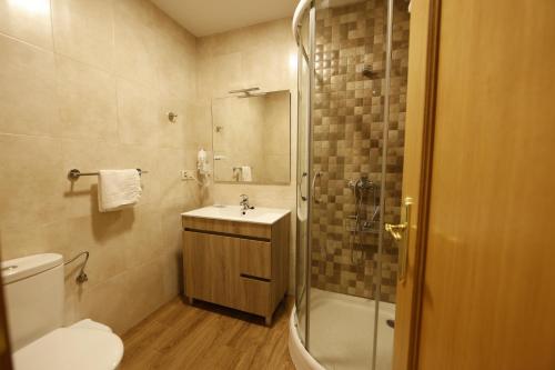 普韦布拉桑纳比亚LUZ DE PRADA的浴室配有卫生间、淋浴和盥洗盆。