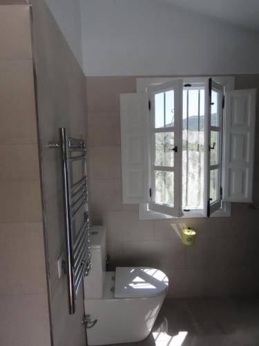 卡尼利亚斯-德阿尔拜达Finca Flor的一间带卫生间和窗户的浴室