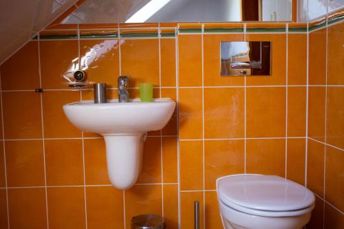 莱沃恰Apartmán NIKA的一间带水槽和卫生间的浴室