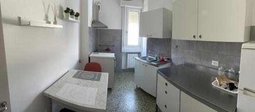 的里雅斯特CASA DENDI的白色的厨房设有水槽和台面