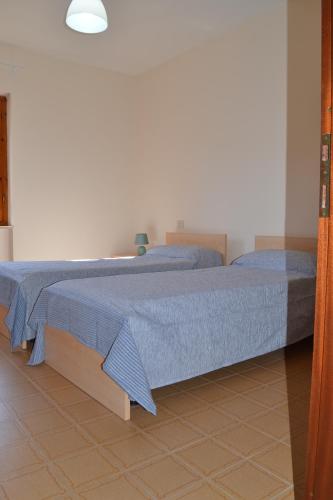 马西亚娜马里纳La Limonaia的一间卧室配有一张带蓝色毯子的大床