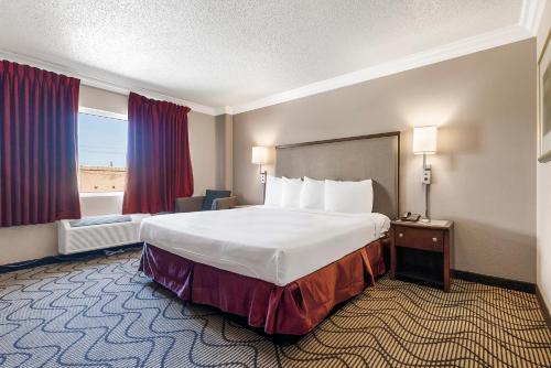 奥克兰杰克伦敦旅馆的一间设有大床和窗户的酒店客房