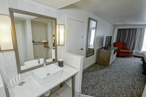 新奥尔良Country Inn & Suites by Radisson, New Orleans I-10 East, LA的一间带水槽和镜子的浴室