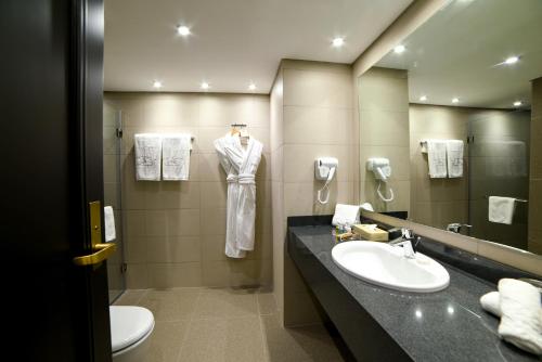 朱尼耶波特米利奥度假酒店的一间带水槽、卫生间和镜子的浴室