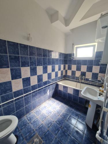 克拉列沃Apartman K2的带浴缸、卫生间和盥洗盆的浴室