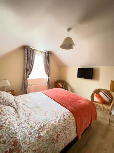 巴利卡斯尔Clare Forest Apartment的卧室配有一张床,墙上配有电视。