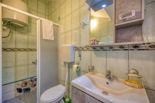 蒂瓦特Apartments Vujosevic的一间带卫生间和水槽的小浴室