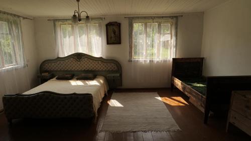 阿尼克什奇艾Inn Kunai的一间卧室设有一张床和两个窗户。