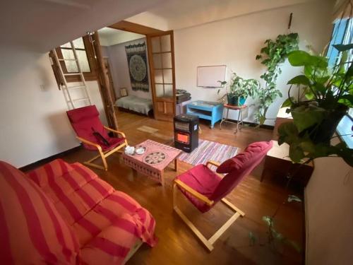 蒙得维的亚Apartamento en centro turístico的客厅配有两把椅子和一张沙发