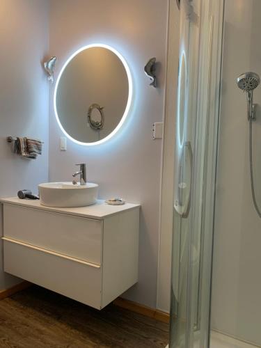 EgmontEarls Cove Orca View的浴室设有水槽和墙上的镜子