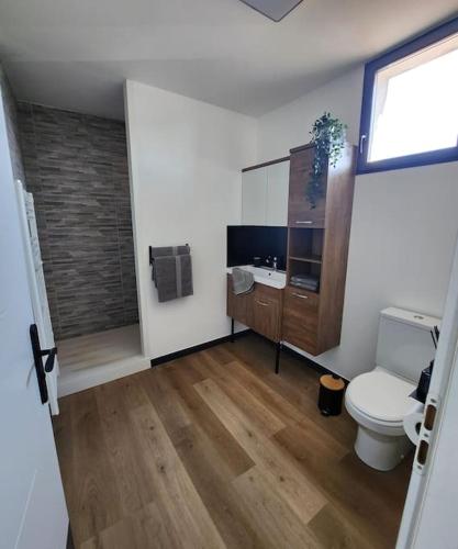 佩罗勒appartement 40 m 2的一间带卫生间和水槽的浴室