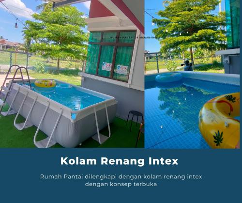 Rumah Pantai de Merabang (bungalow with pool)内部或周边的泳池