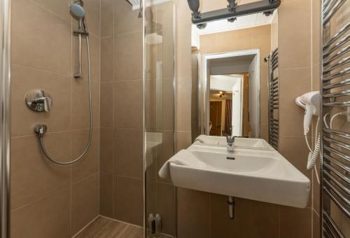蓬高地区埃本Kesselgrubs Apartements Ski & Badeglück的一间带水槽和淋浴的浴室