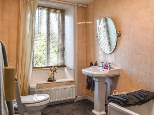 多尔顿因弗内斯Beeswax Cottage的一间带水槽、卫生间和镜子的浴室