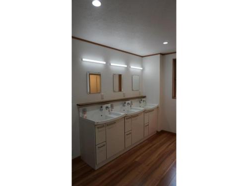富士河口湖Forest minami - Vacation STAY 41324v的浴室设有2个水槽和2面镜子