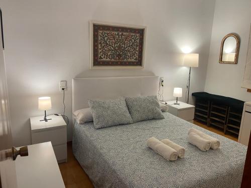 利乌玛Casa Riumar Ebre的一间卧室配有一张带两个枕头的床