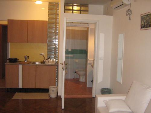 米兰Flat in Milan 1的一间带水槽和卫生间的厨房