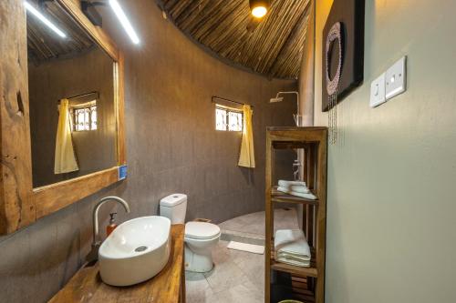 阿鲁沙Africa Safari Arusha的一间带卫生间和水槽的浴室