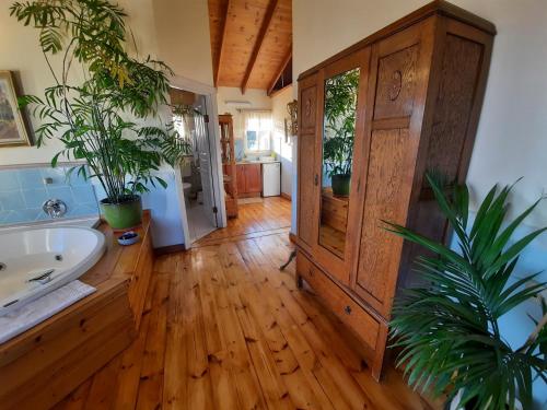埃米瑞姆哈索达哈罗纳乡村民宿的一间带水槽的浴室和木地板