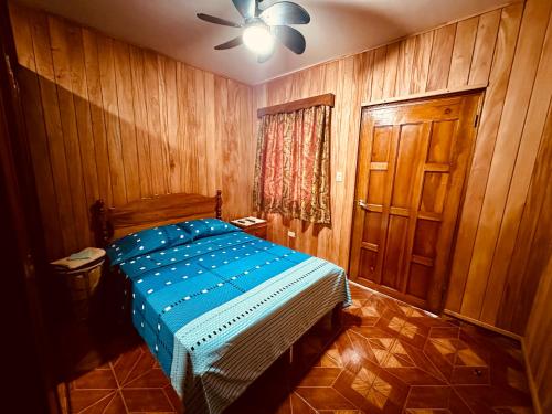 戴维Residencial Coya的一间卧室配有一张床和吊扇