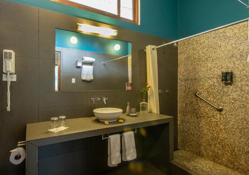CocachimbaGocta Andes Lodge的一间带水槽和淋浴的浴室