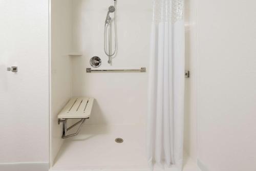 博尼塔斯普林斯博尼塔斯普林斯那不勒斯北汉普顿酒店的淋浴设有长凳和淋浴帘