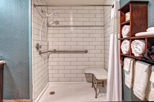 博福特博福特汉普顿酒店的带淋浴的浴室和椅子