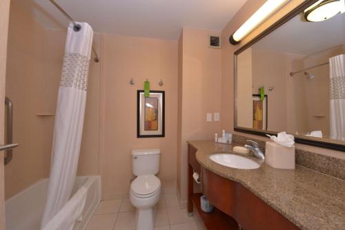 贝克斯菲尔德贝克斯菲尔德机场北汉普顿套房酒店的浴室配有卫生间、盥洗盆和淋浴。