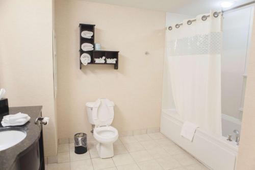 布卢明顿汉普顿布卢明顿西酒店的浴室配有卫生间、盥洗盆和淋浴。