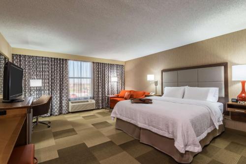 奇克托瓦加布法罗机场广场购物中心汉普顿酒店的酒店客房设有一张大床和一台电视。