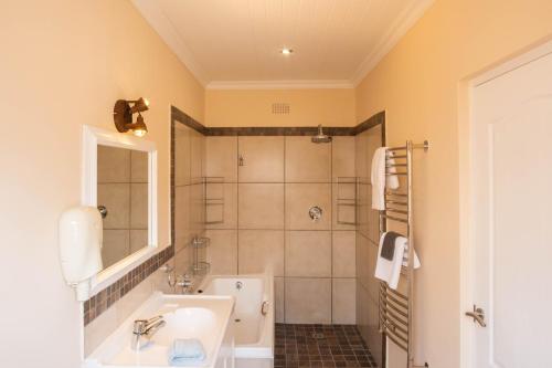 克尼斯纳bWhale guest house的一间带水槽和淋浴的浴室