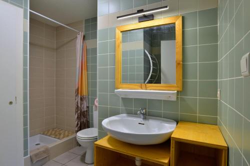 沙泰勒约瑟芬公寓的一间带水槽、镜子和卫生间的浴室