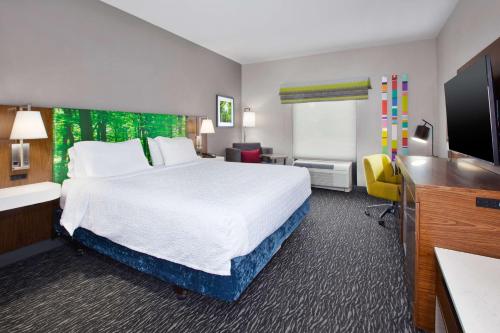 克拉里恩克拉丽奥希尔顿恒庭酒店的配有一张床和一台平面电视的酒店客房